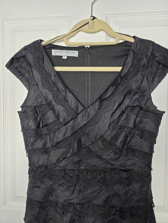 Maggy London Melanie Lynne Little Black Lace Dress Size 6 - Picture 9 of 15